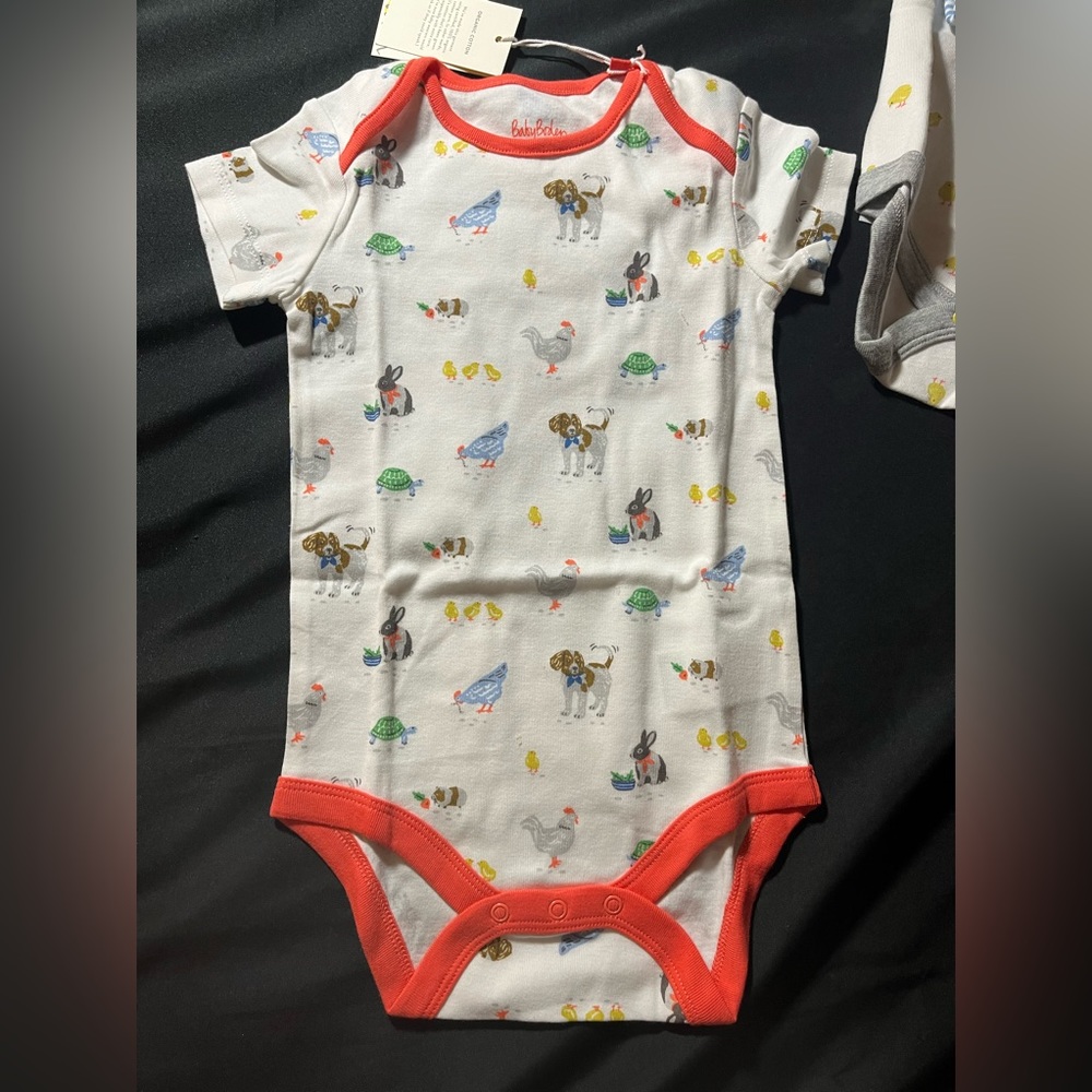 BRAND NEW WITH TAGS set of three baby Boden onesies 100% cotton